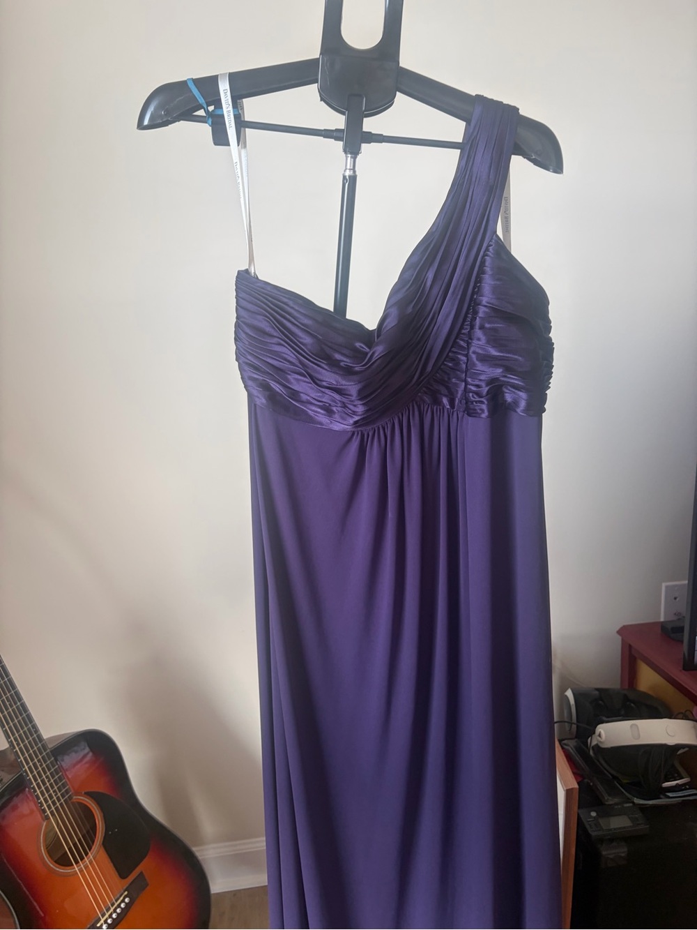 David's Bridal One-Shoulder Purple Prom Dress